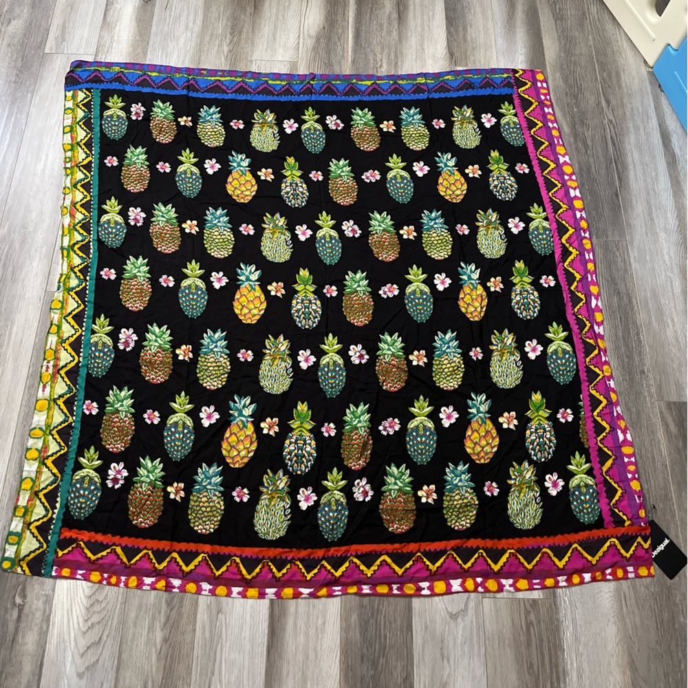 NWT - Desigual Women’s Pineapple Day Viscose Square Scarf - Size 48” x 48”